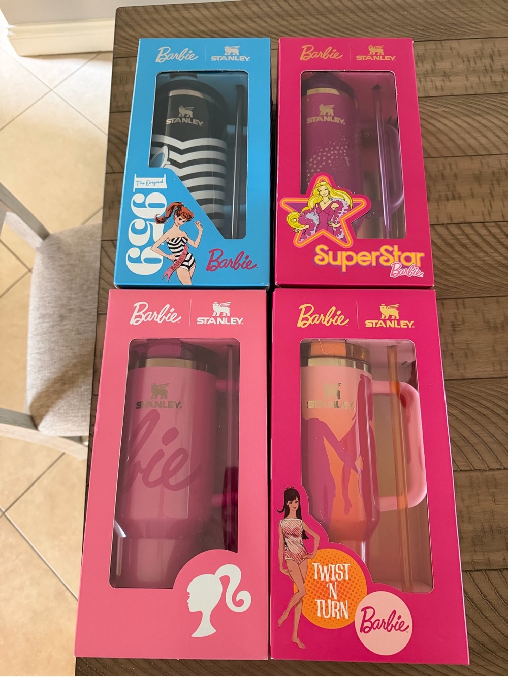 Stanley Barbie Pink and Blue Stainless Travel Mugs - Set of 4